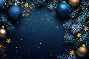 Winter magic awaits with blue bauble, a Photo by Pavel_design