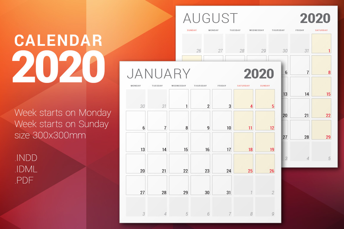 Monthly Planner 2020, a Stationery Template by AntartStock (Photo 1 of 4)