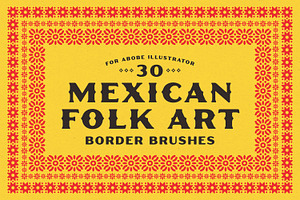 30 Mexican Folk Art Border Brushes, a Brush Add-On by Komet & Flicker