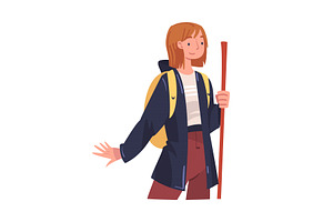Young Woman with Pole Engaged in, a Person Illustration by TopVectors