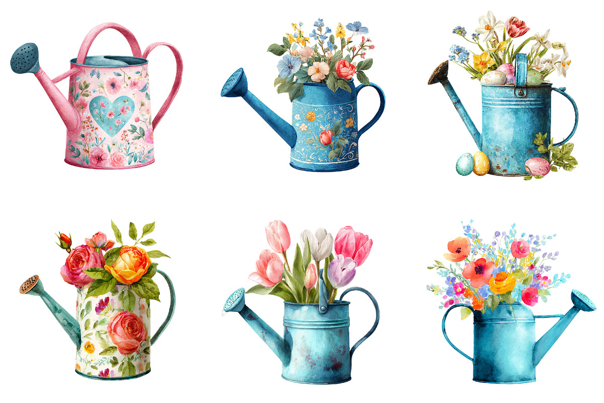 Watercolor Watering Can Clipart, an Illustration by Designking (Photo 2 of 5)