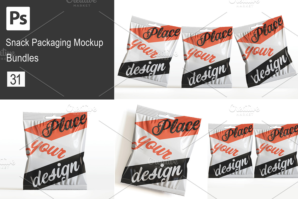 Snack Packaging Mockup Bundles, a Packaging Mockup by Ambo Ampeng (Photo 1 of 32)