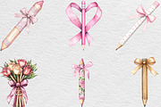 Pencil Bow Coquette Style Watercolor, an Illustration by Black Bird Studio (Thumbnail 5 of 6)