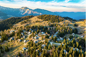 Mountain village in Alps, wooden, a Nature Photo by Nature and travel