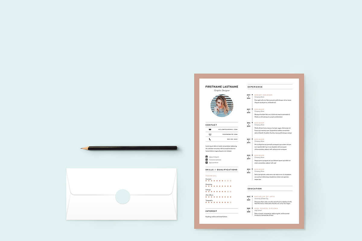Minimal Sophisticated Resume / CV, a Resume Template by QuixoticDesignCo (Photo 1 of 3)