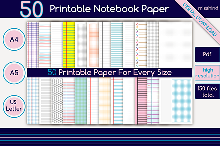 50 Elegant Printable Notebook Paper