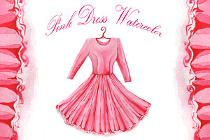 Pink Dress Watercolor Sketch