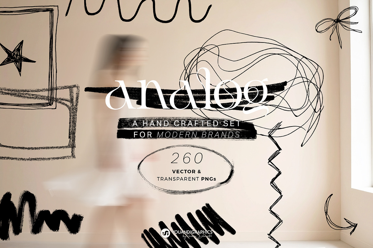 Analog | Hand Drawn Elements Set, a Texture Graphic by Youandigraphics (Photo 1 of 17)
