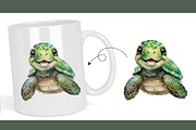 Baby turtle smile face watercolor, an Animal Illustration by SindyPrintDesign (Thumbnail 3 of 3)