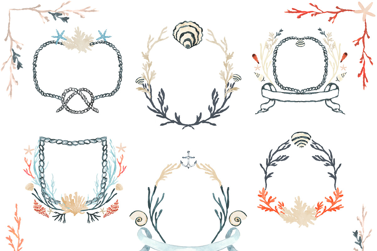 Watercolor and Ink Nautical Clipart, a Graphic by RhianAwni (Photo 4 of 7)