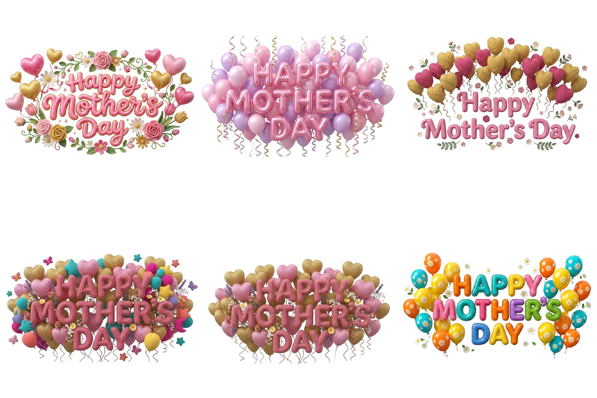 Mother's Day Balloons Clipart, an Illustration by GatewayDesign (Photo 2 of 3)