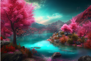 Pink Magical Blossom Forest