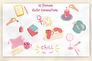 Girls in Pajamas Clipart & Patterns, an Object Graphic by PawLoveArt (Thumbnail 5 of 18)