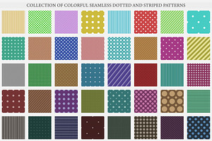Color dot stripe seamless patterns