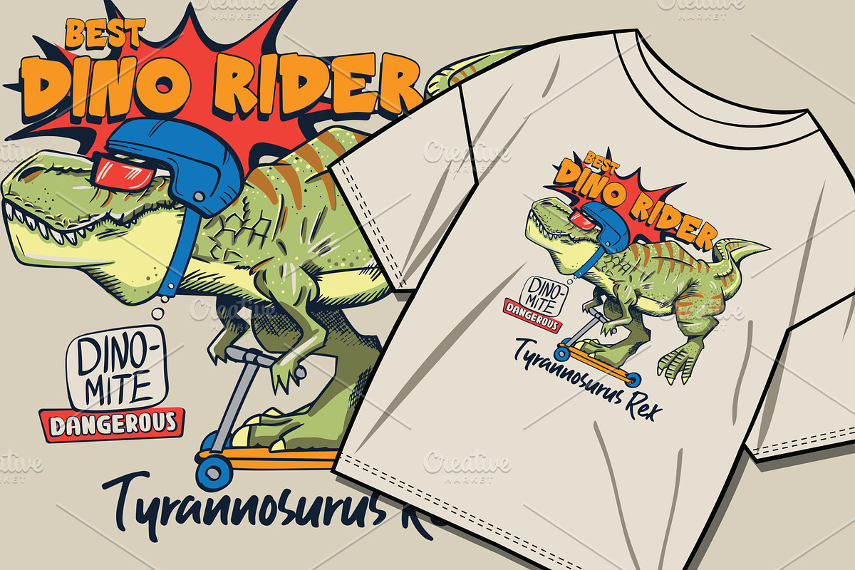 skater t-rex print for t shirt, an Animal Illustration by swsctn