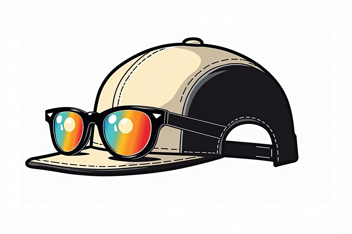 Glasses On Baseball Cap Vector, an Illustration by Amazin_art (Photo 2 of 8)