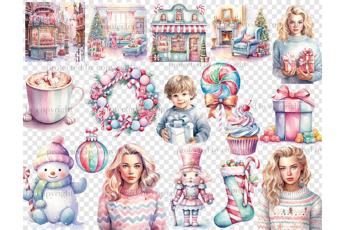 Pastel Christmas PNG | Xmas Clipart, a Person Illustration by GlamArtZhanna (Photo 5 of 5)