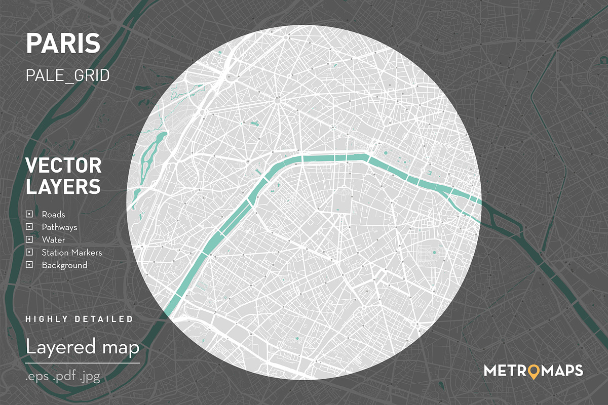 Paris Map (Vector) – Pale Grid, a Graphic by MetroMaps (Photo 1 of 3)