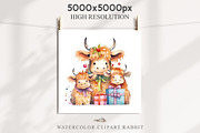 Christmas Baby Highland Cow Clipart, a Seasonal Illustration by Rabbit Heart (Thumbnail 8 of 10)