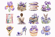 Watercolor Luxury Irises Clipart, an Illustration by Design Market (Thumbnail 3 of 3)