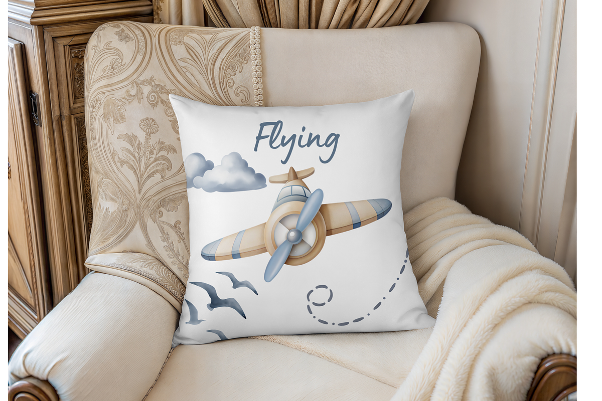 Watercolor Air Transport Clipart, an Illustration by MockupWizard (Photo 5 of 5)