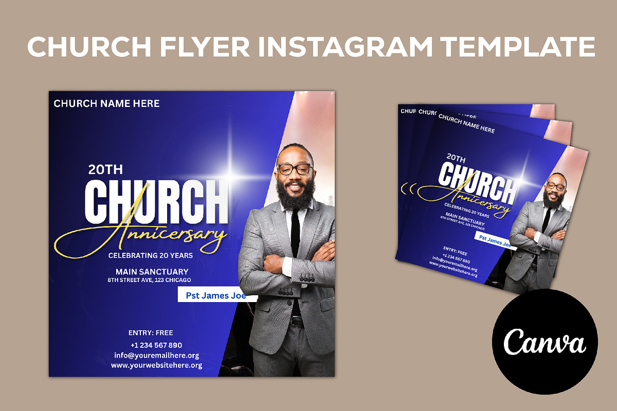 Church Flyer Canva Template, a Social Media Template by Sipi_Graphics (Photo 1 of 3)