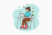Freelance Woman Laptop Work, a Work Illustration by Partikusi Design (Thumbnail 3 of 3)