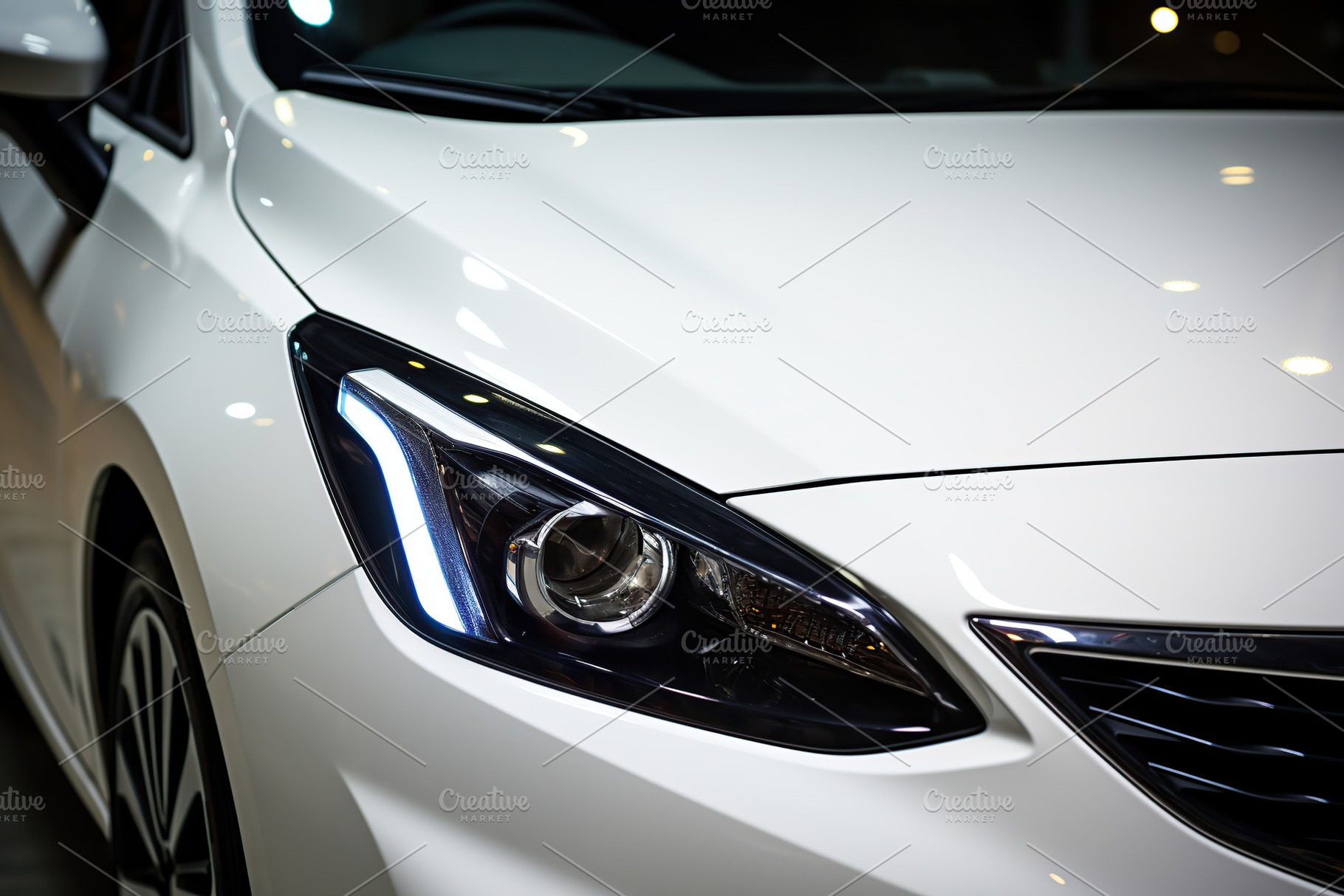 Headlights of a new modern car, closeup, a Transportation Photo by AlyaAnd