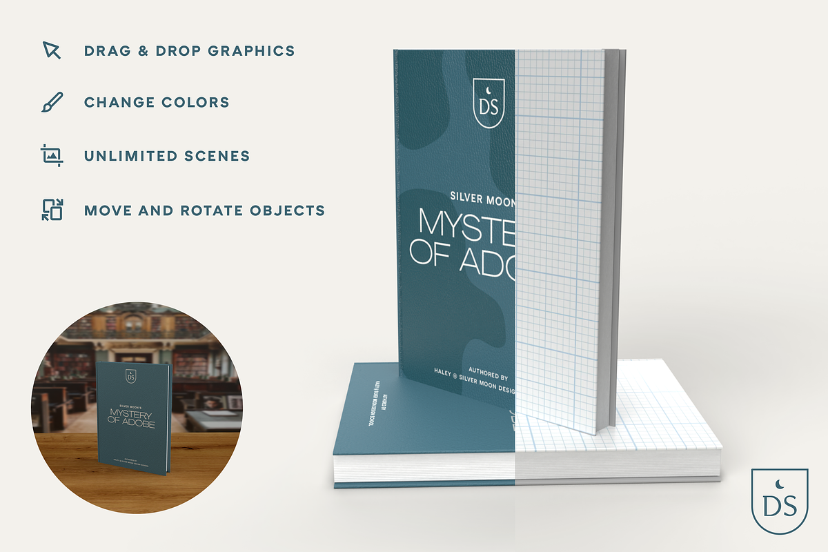 3D Book Mockup for Adobe Dimension, a Books & Magazine Mockup by Silver Moon Design School (Photo 2 of 3)