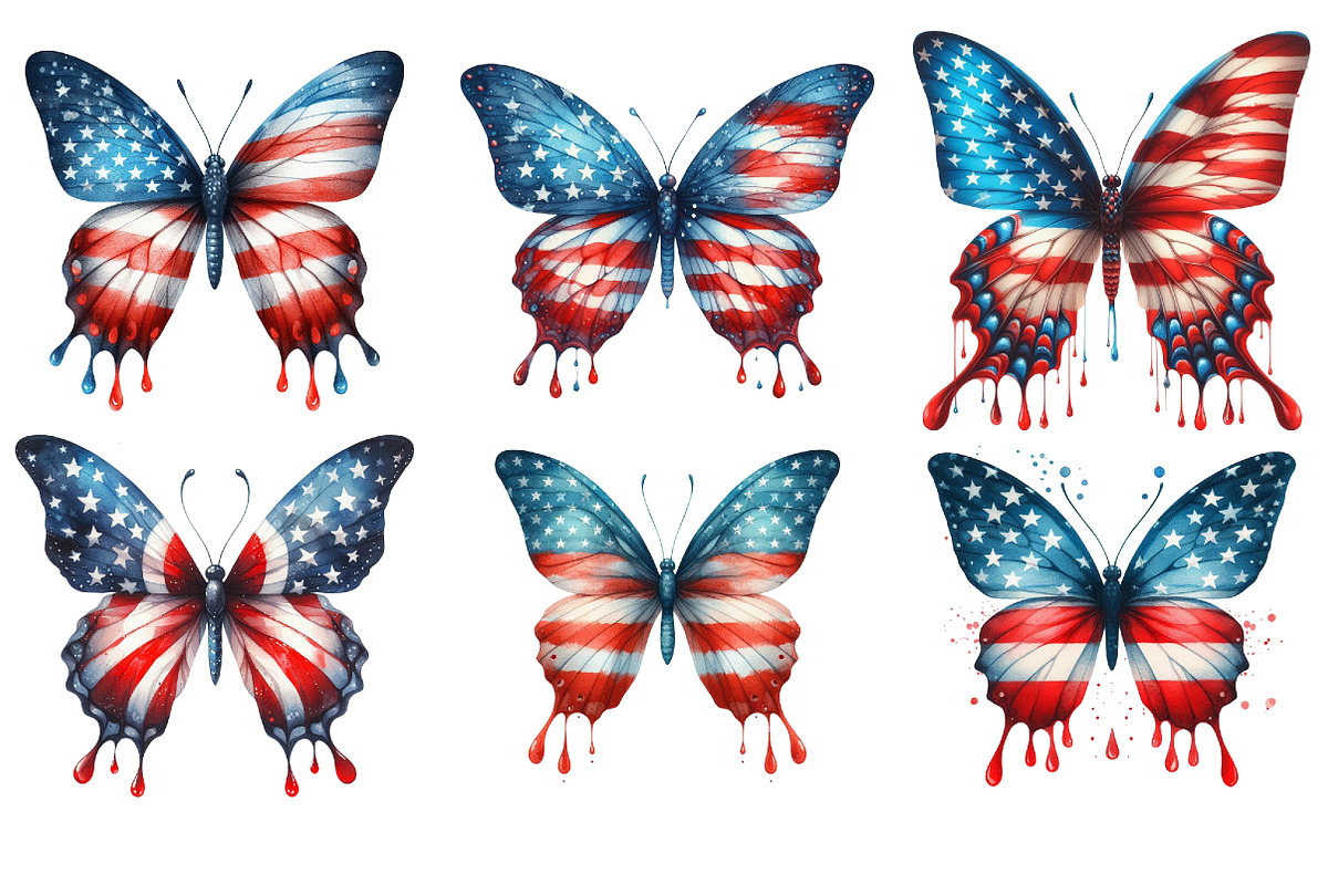 American Flag Butterfly PNG, an Illustration by SinaCreation (Photo 3 of 5)