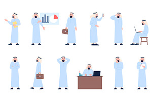 Saudi businessman. Arab man in, a Finance Illustration by LadadikArt