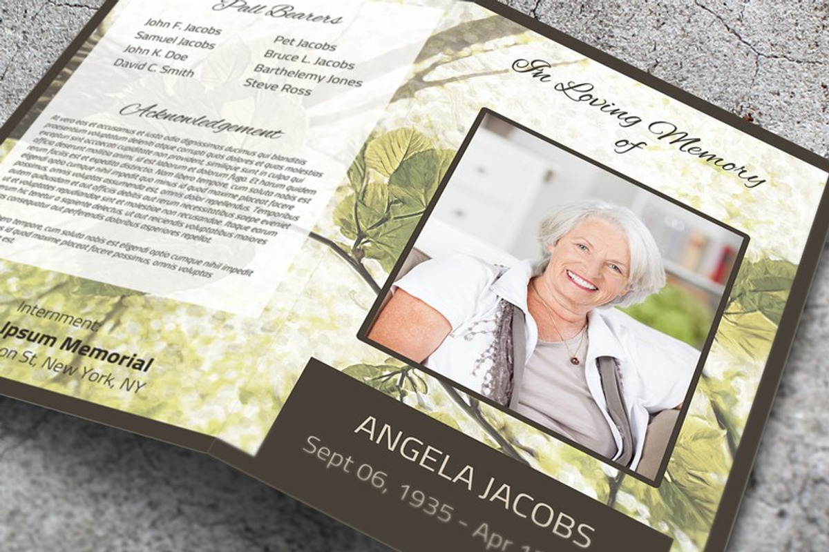 Green Leaves Funeral Program, a Brochure Template by Final Tribute (Photo 1 of 5)