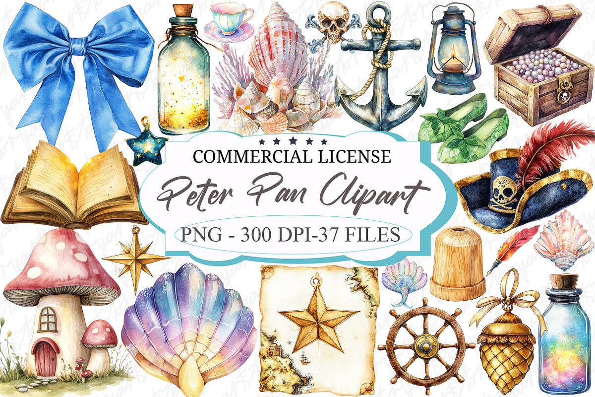 Peter Pan Watercolor Clipart, an Illustration by designcity5 (Photo 1 of 5)