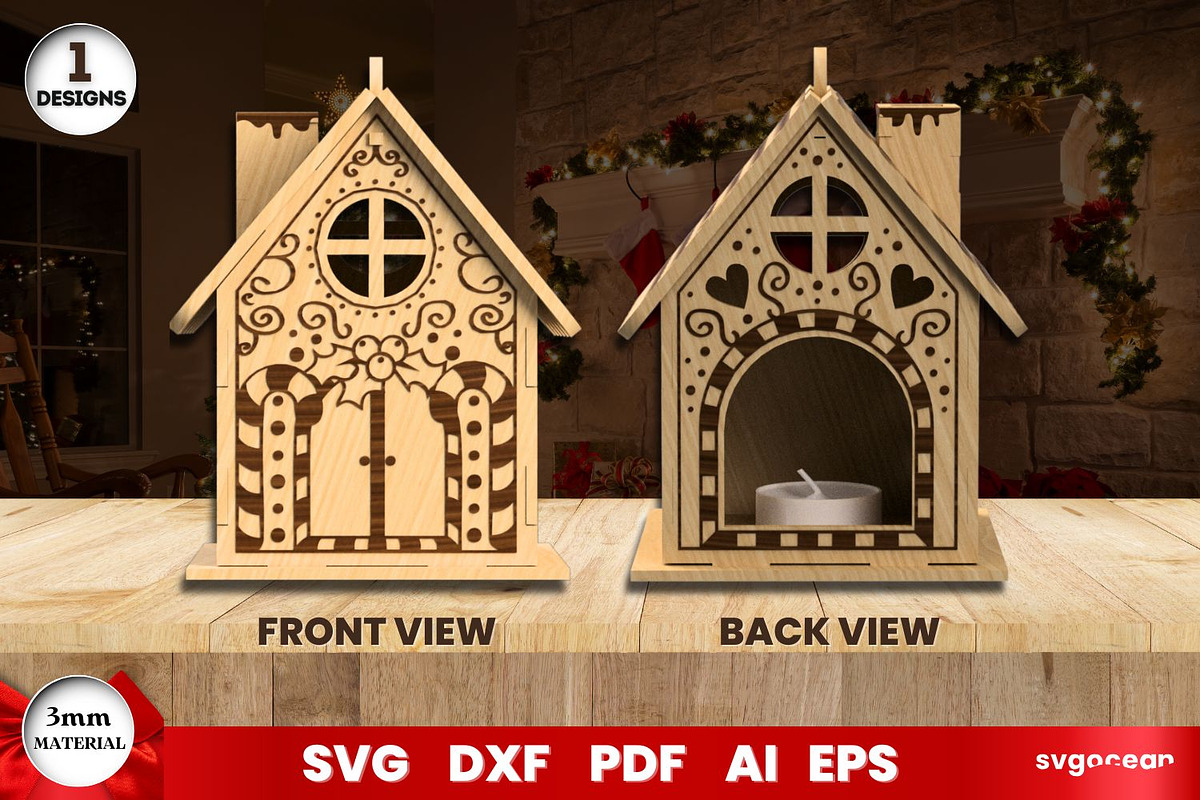 Gingerbread Christmas Houses, a Decorative Illustration by svgocean (Photo 9 of 11)