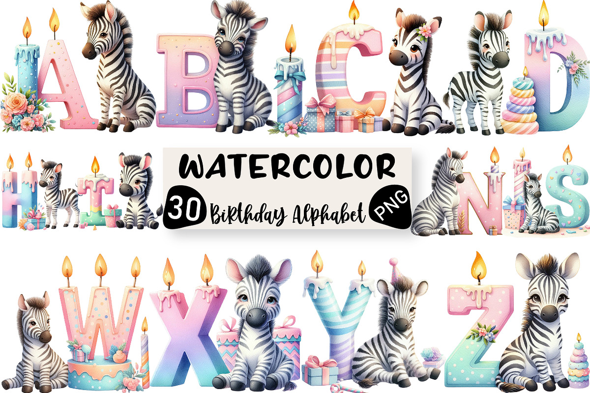 Birthday Zebra Alphabet, an Illustration by Black Bird Studio (Photo 1 of 6)