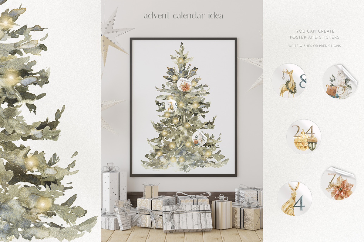 Modern Christmas Watercolor, an Animal Illustration by Cat In Colour (Photo 9 of 14)