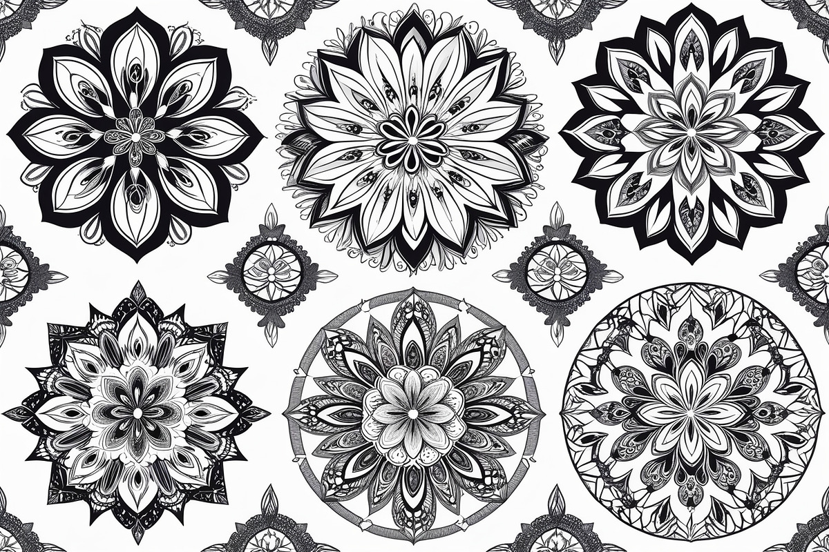 Boho Floral Mandala Bundle Set, an Illustration by Creativeshirt (Photo 7 of 7)
