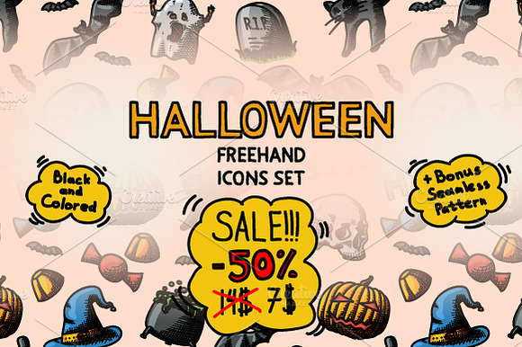 Salefreehand Halloween Icons Bonus