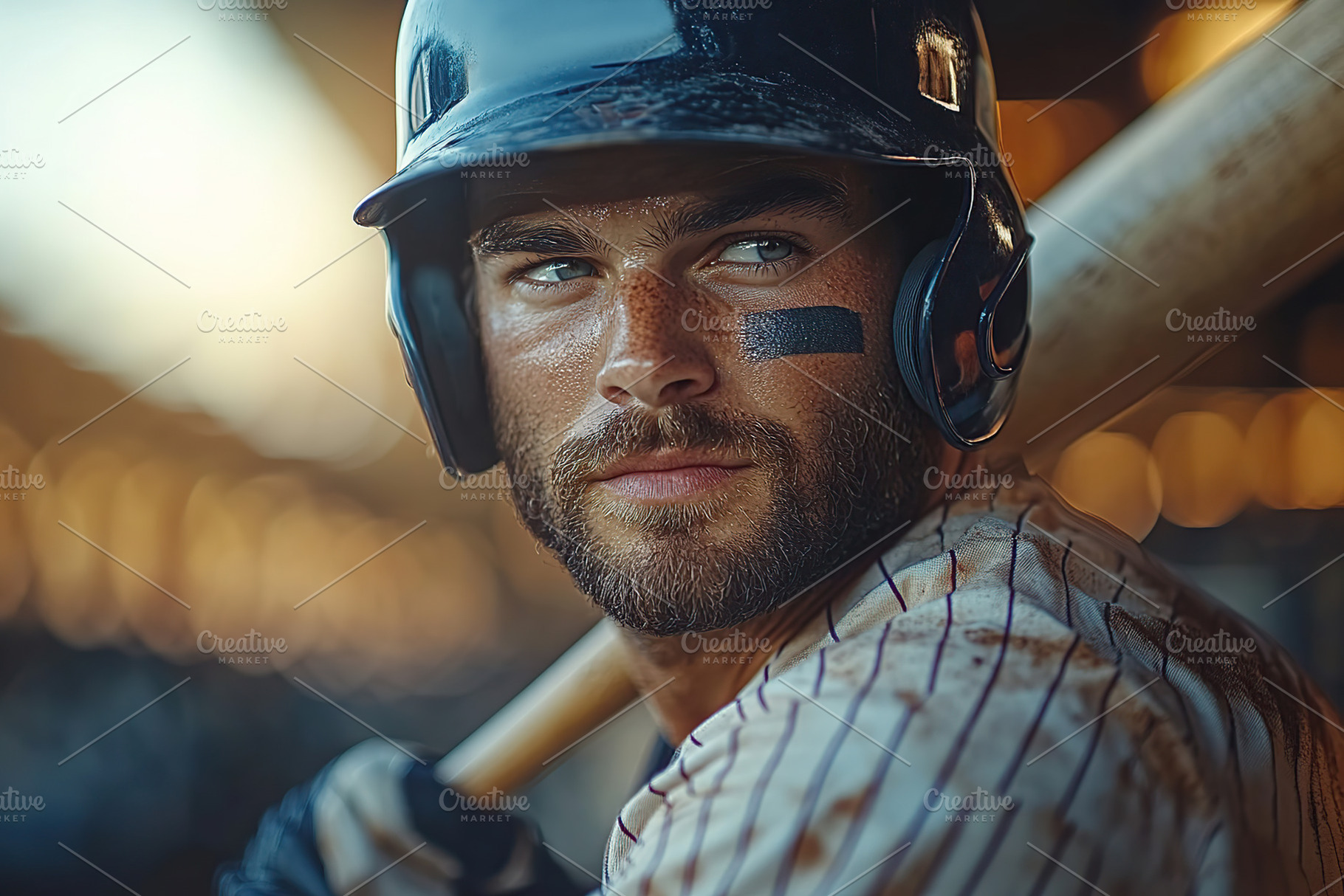 Baseball player with wooden bat is ready to strike the ball, a Sports & Recreation Photo by AlyaAnd
