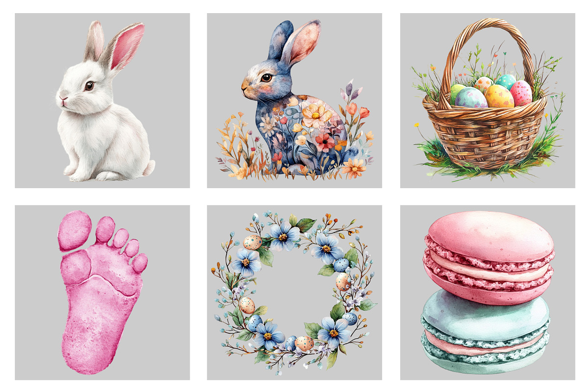 Watercolor Easter Clipart, an Illustration by Black Bird Studio (Photo 4 of 5)