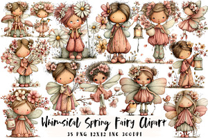 Whimsical Spring Fairy Clipart, an Illustration by OK Design