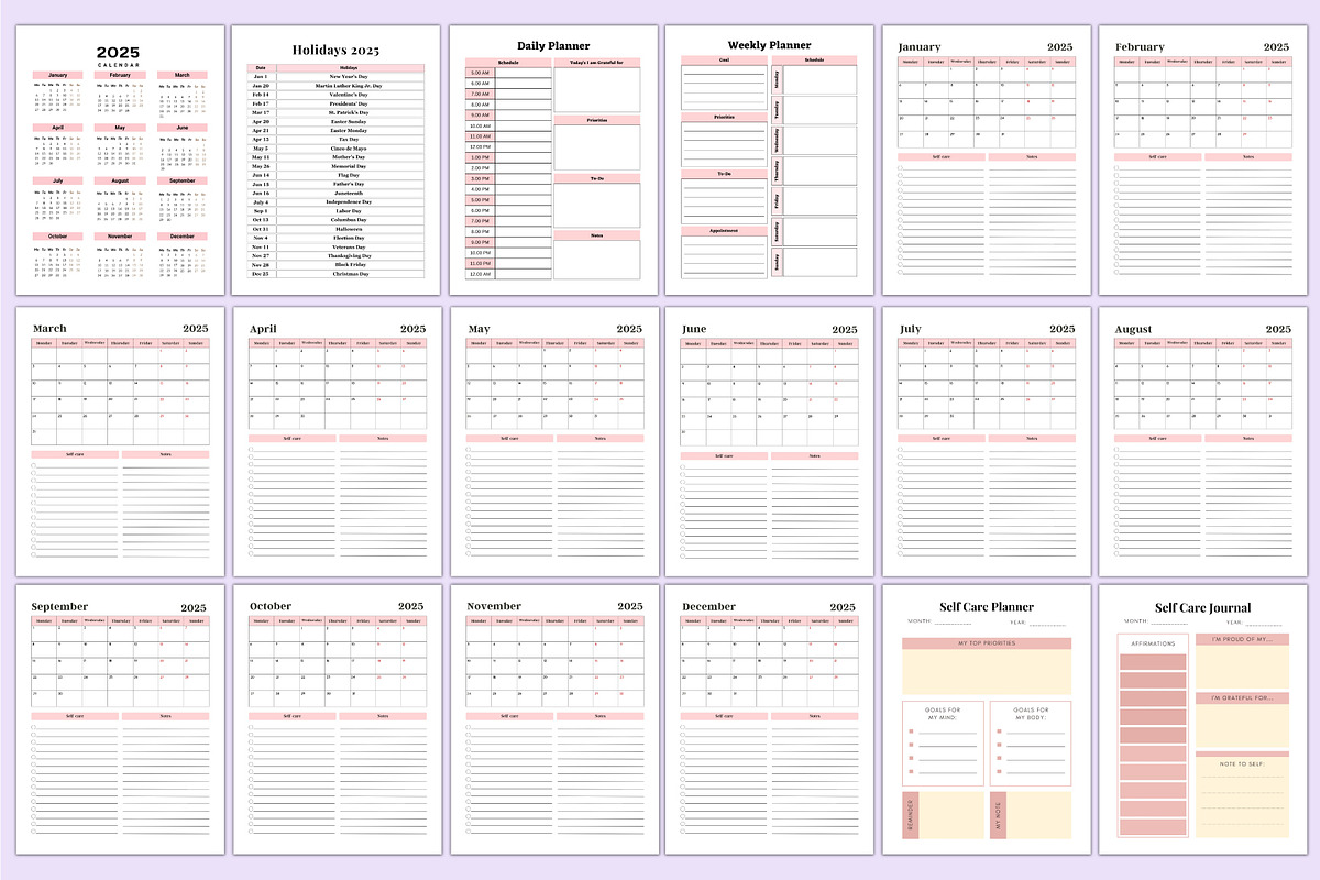 2025 Self Care & Wellness Planner, a Stationery Template by Shumaya (Photo 2 of 7)