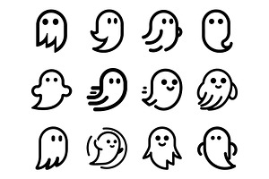 Spooky Whimsical Ghost Icons, an Icon by Vectorium Studio