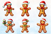 Watercolor Gingerbread Man Clipart, a Seasonal Illustration by Rose Art (Thumbnail 2 of 6)