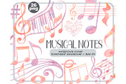 Watercolor musical notes clipart, an Object Illustration by ArtfulStudio (Thumbnail 1 of 8)