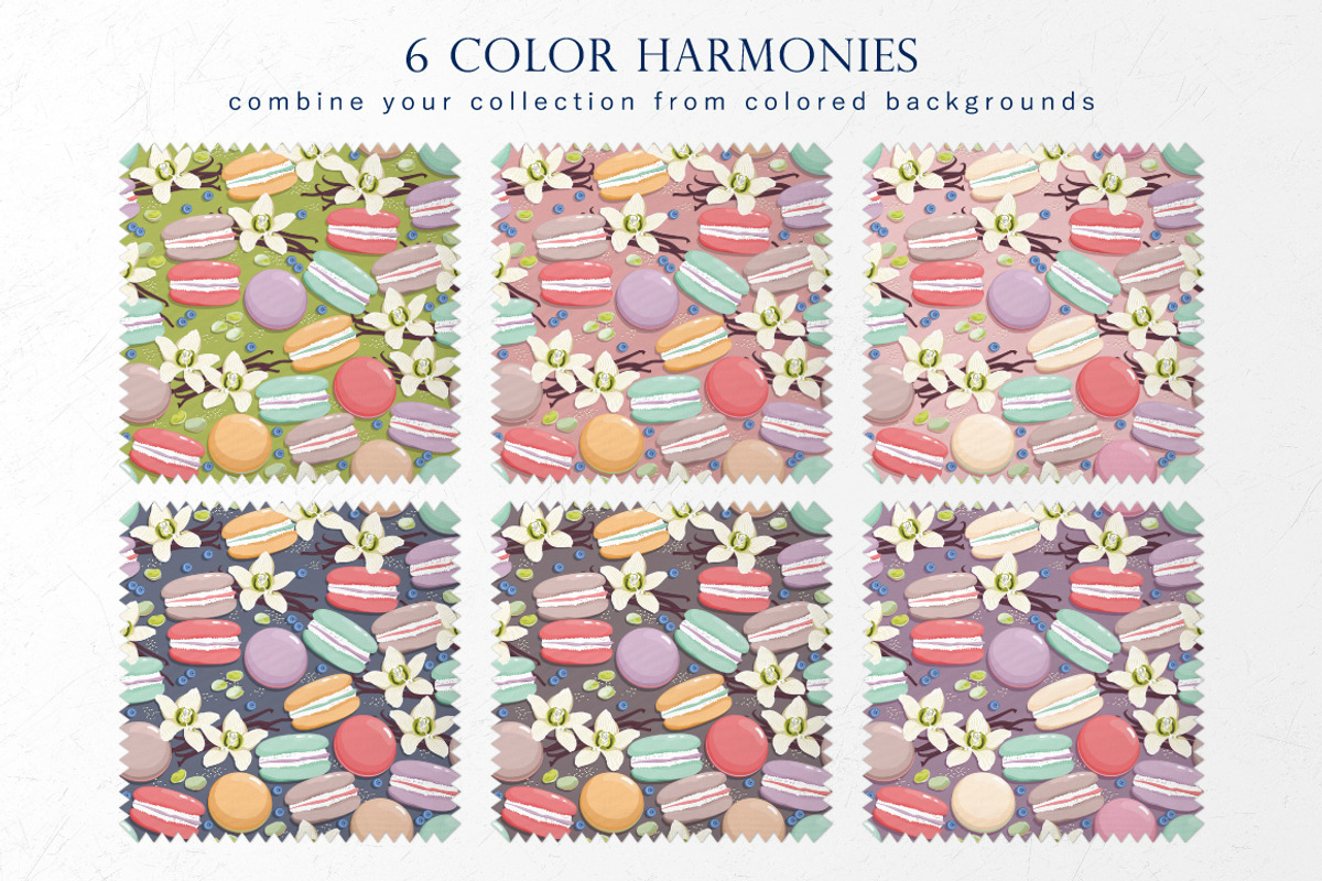 Macaron and Vanilla flowers, a Pattern Graphic by Yummy (Photo 3 of 7)