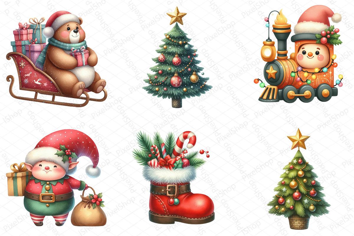 Cute Chubby Christmas Clipart, an Illustration by DreamPrint404 (Photo 2 of 5)
