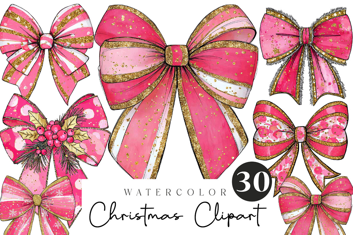 Christmas Bow clipart, an Illustration by CreationArt (Photo 1 of 5)