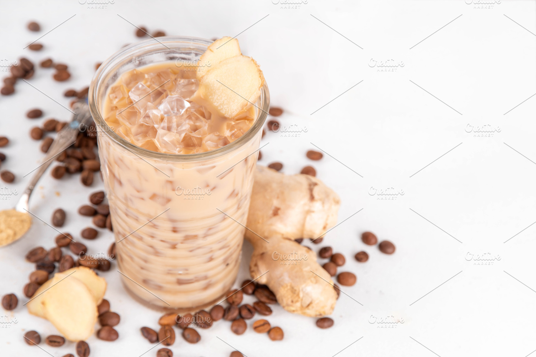 Cold brewed ginger coffee latte cup, a Food & Drink Photo by Rimma