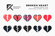Broken Heart Icon Vector, an Icon by Akatype Studio (Thumbnail 1 of 3)